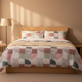 Double Cotton Satin Bed Sheet - Geometric Bliss