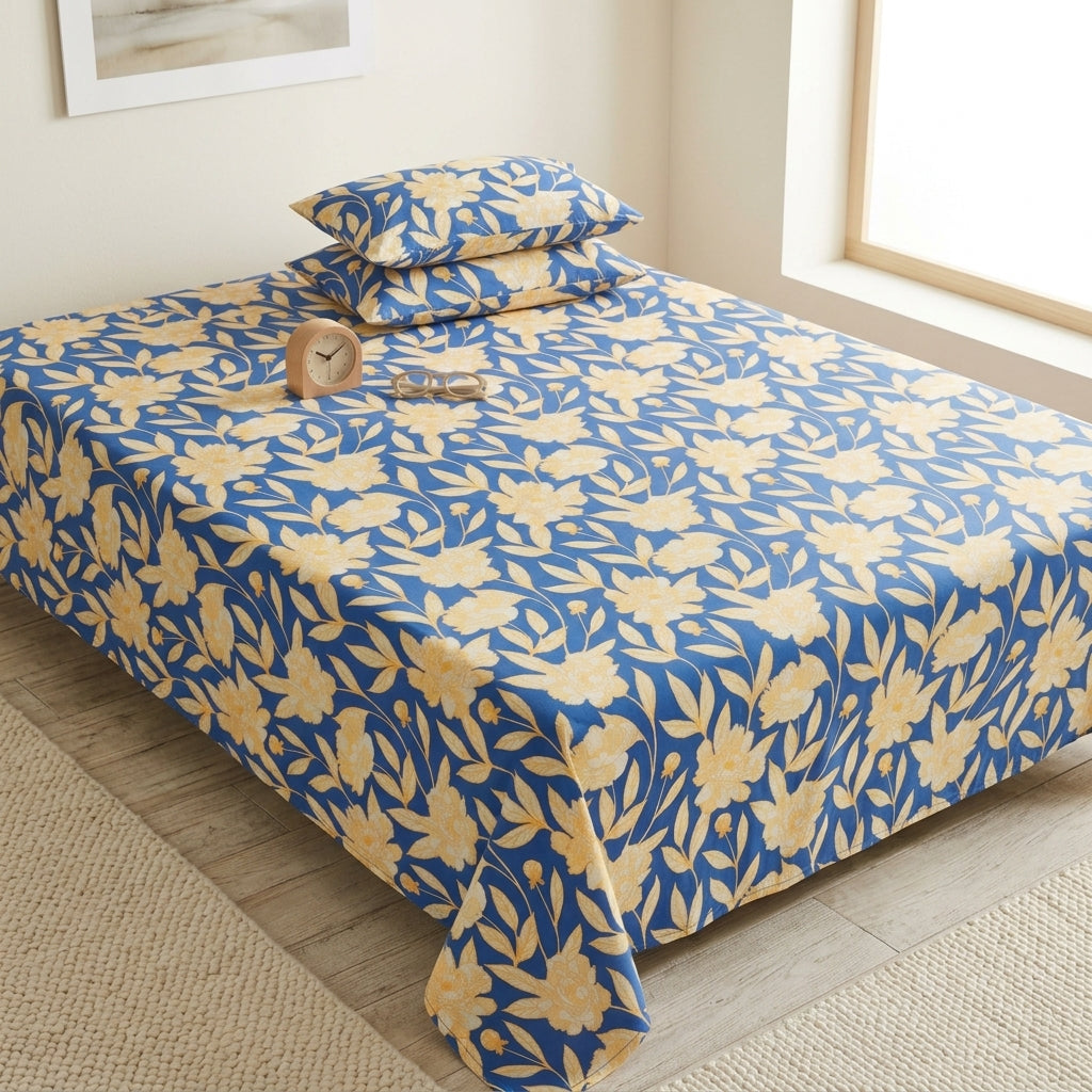 Double Cotton Bed Sheet - Royal Peony
