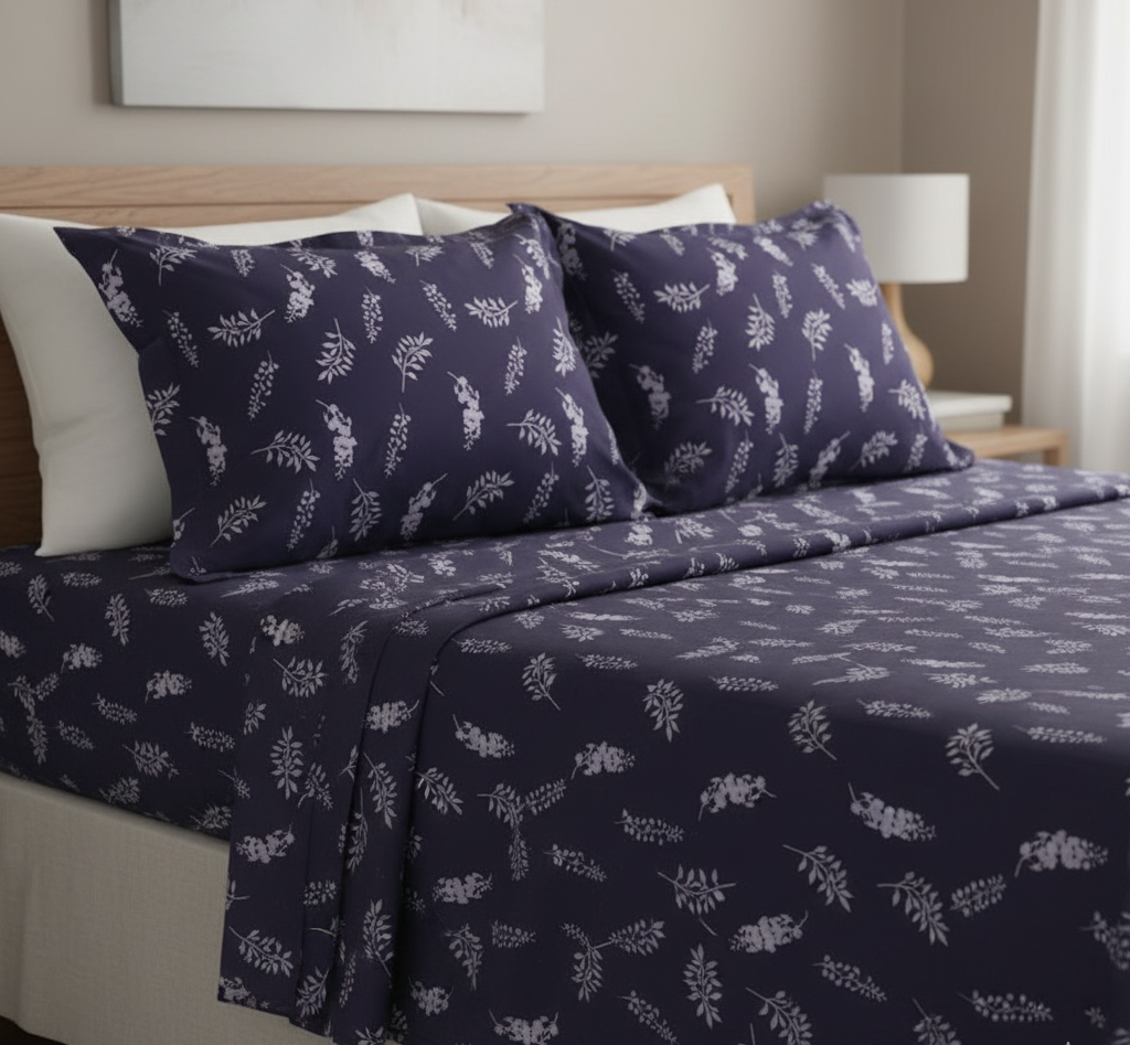 Double Cotton Satin Bed Sheet - Zako Garden
