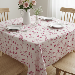 Printed Cotton Table Cover-Soft Bloom Pink Floral