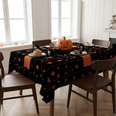 Printed Cotton Table Cover-Stellar Black