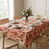 Printed Cotton Table Cover-Allover Botanical Leaf - Warm Mocha