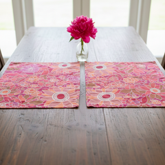Printed Cotton Duck Table Mats - Pink Vibrant Floral