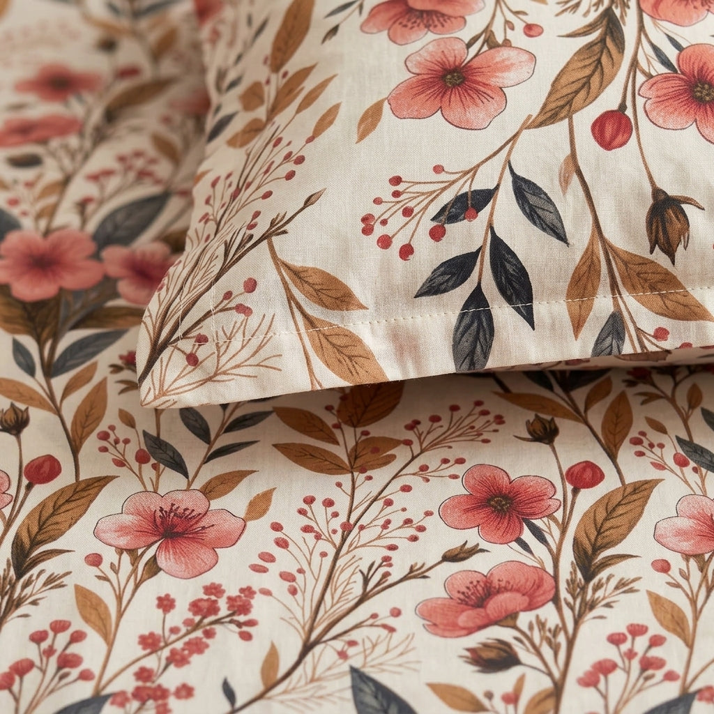 Imperial Flora - Printed Flat Sheet Set, Double Bed, 100% Cotton