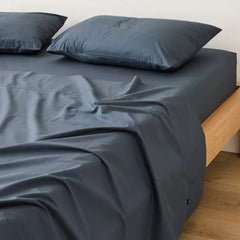 Plain Cotton Bed Sheet Set - Medium Blue