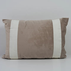 Lelia Stripe (Rectangular) Beige/White Velvet Cushion Cover-1 PC