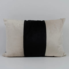 Lelia Stripe (Rectangular) Beige/Black Velvet Cushion Cover-1 PC