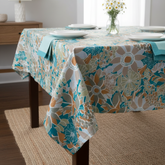 Printed Cotton Duck Table Cover-Aqua Blossom