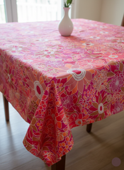 Printed Cotton Duck Table Cover-Pink Vibrant Floral