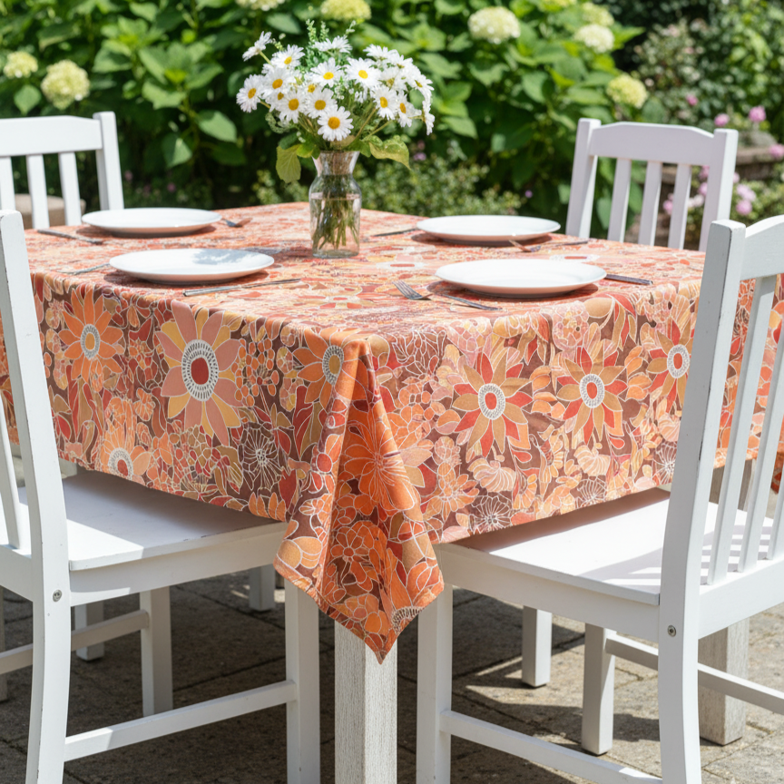 Printed Cotton Duck Table Cover-Warm Autumn
