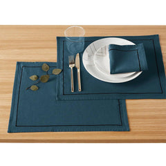 Cotton Dining Set With Barrata - Prussian Blue