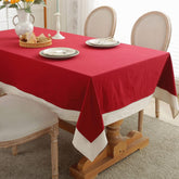 Decorative Tablecloth - Red With White Bordered