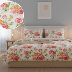 Double Cotton Bed Sheet - Rose Vintage Floral Garden