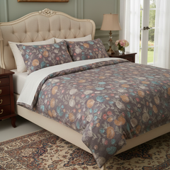 Double Cotton Bed Sheet - Vintage Floral Dark