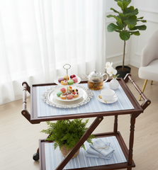 Waterproof Tea Trolley 9 Pcs Set - Blue Irregular Stripe