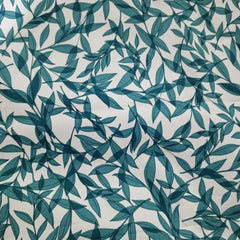 Waterproof Teal Green Leaves Printed Cushion Cover-1 Pc
