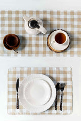 Waterproof Dining Set - Beige Checked
