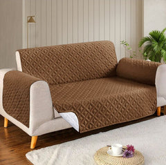 Microfiber Quilted Sofa Cover - Brown