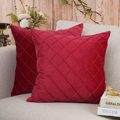 Velvet Pinch Pleated Cushion Covers - 2 Pcs Set