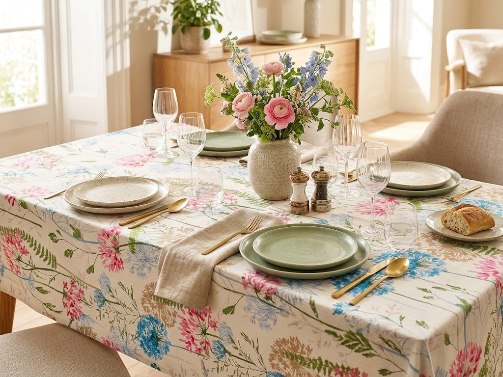 Printed Cotton Table Cover-Flora Agapanthus