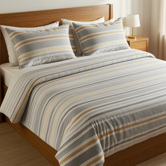 Double Printed Cotton Bed Sheet - Multi Shade Lines