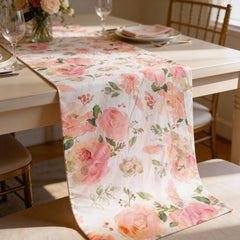 Printed Table Runner - Pink Peony Bloom