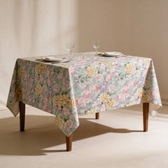 Printed Cotton Table Cover- Pastel Garden Dreams