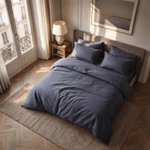 Satin Elegance Stripe Duvet Cover Set - Grey