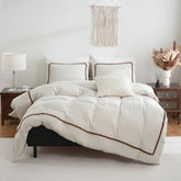 LuxePom Serenity Cotton Duvet Cover Set-Ivory
