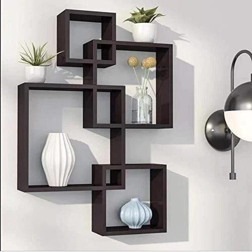 Wooden Shelf Floating Shelves 4 Tier Black