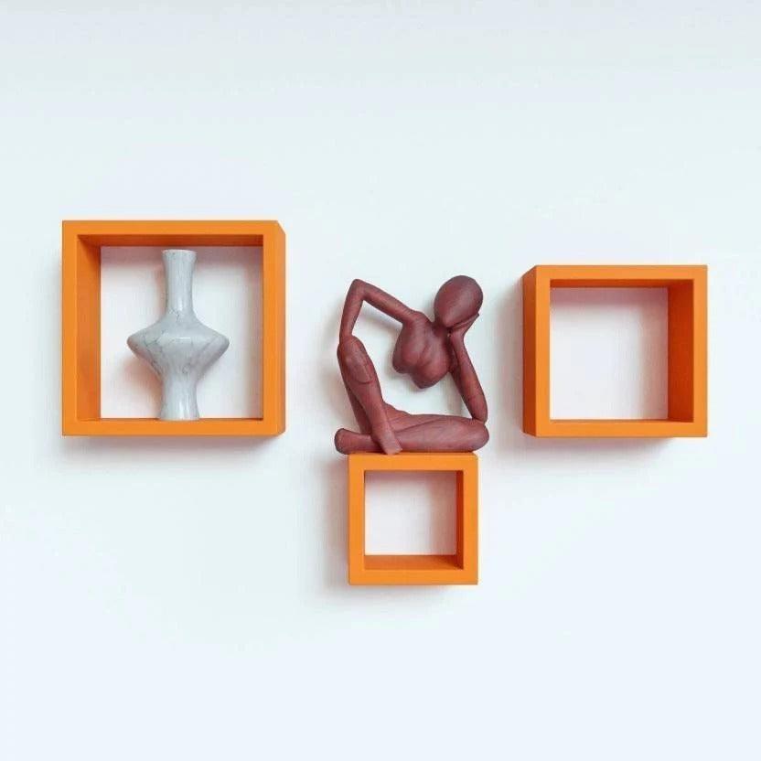 Wooden Shelves Orange 3 Pcs Set