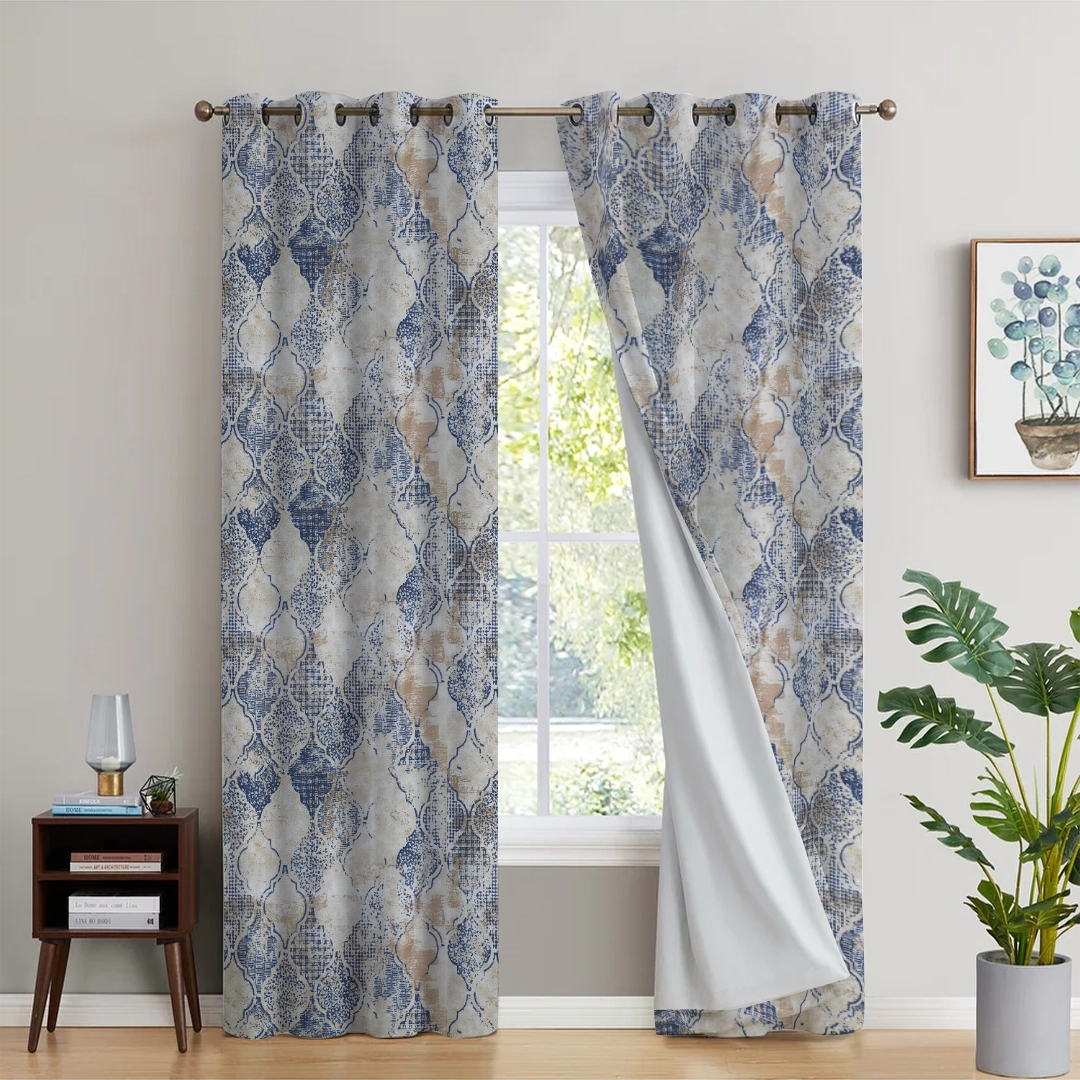 2Pc Waterproof Blackout Printed Curtains - Ankara