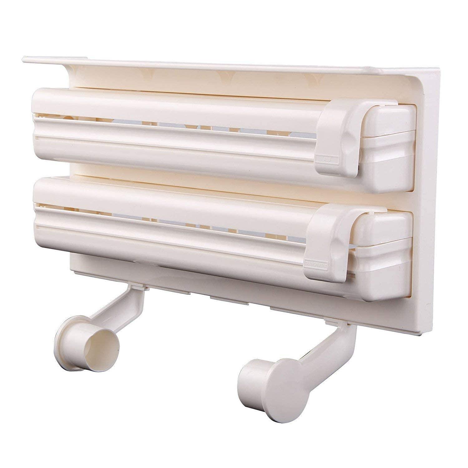 Wall Mount Tissue Holder Plastic Wrap Cling Film Paper Roll Cutter