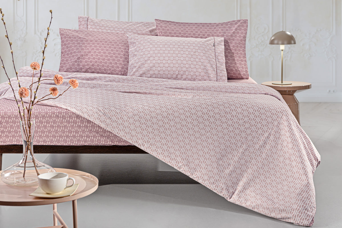 Premium Cotton Double Bed Sheet Set - Blush Pebble