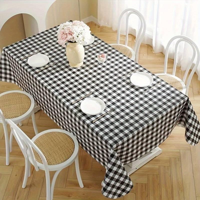 Waterproof Black Checked Printed Table Cover