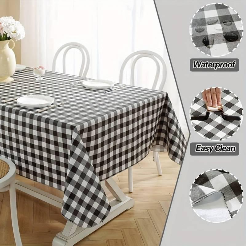 Waterproof Black Checked Printed Table Cover