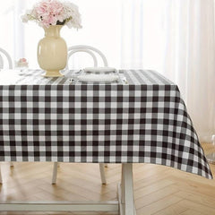 Waterproof Black Checked Printed Table Cover