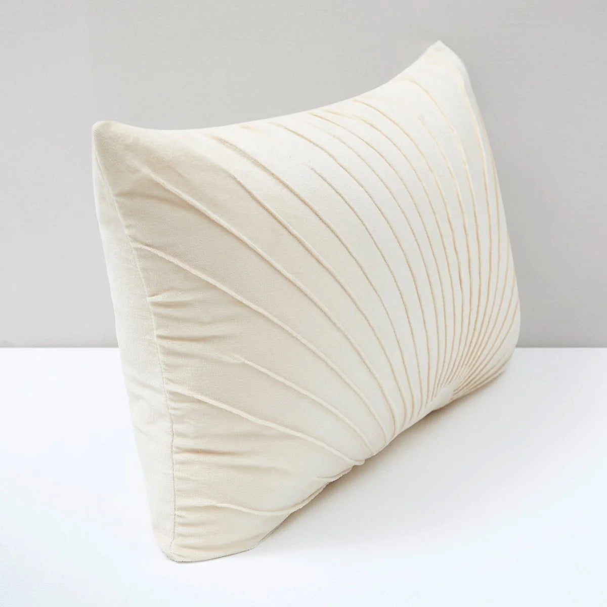 Solaris Pintuck (Rectangular-14x24) Cream Velvet Cushion Cover-1 PC