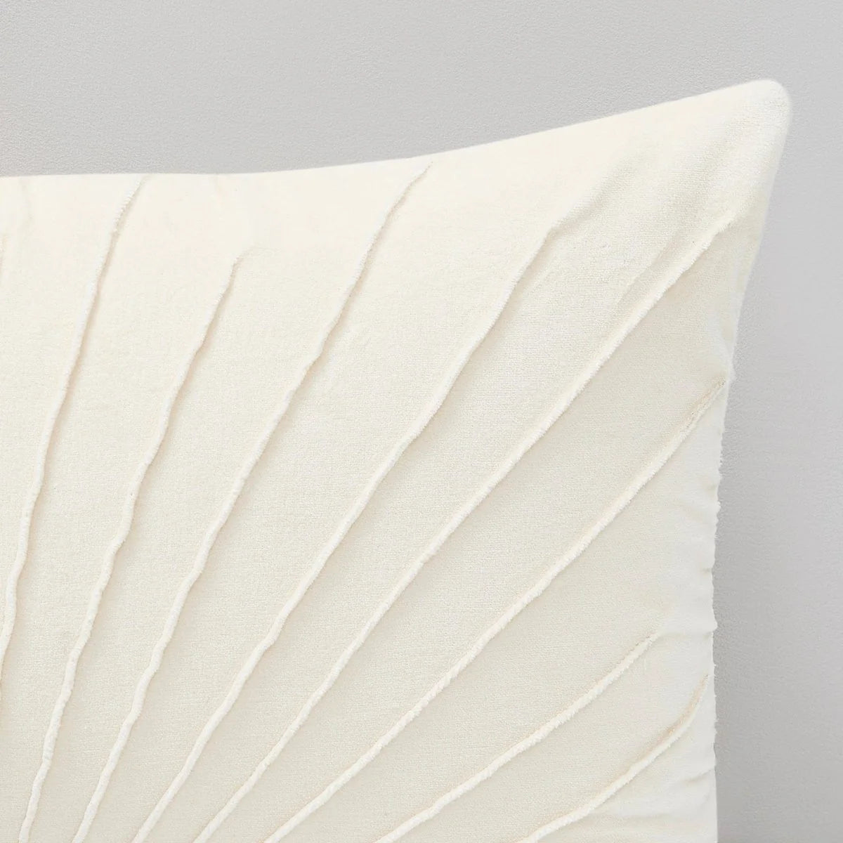 Solaris Pintuck (Rectangular-14x24) Cream Velvet Cushion Cover-1 PC