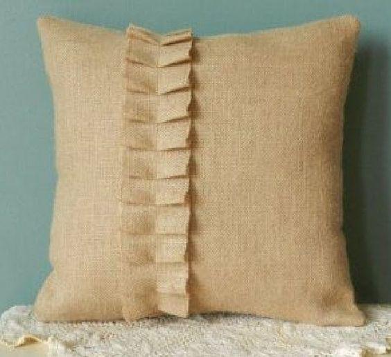 1 Pc Beige Foxy Frill Jute Cushion Cover