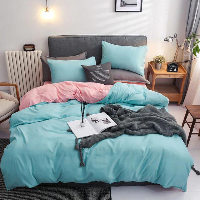 Plain Dyed Reversible Cotton Duvet Cover Sets