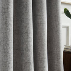2Pc Grey Blackout  Eyelet Curtains – Dim Grey
