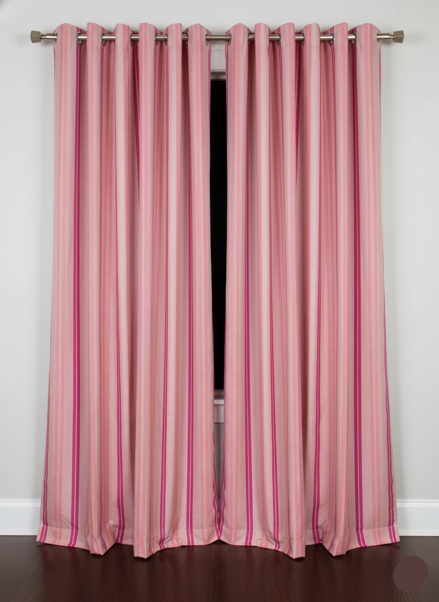2Pc Printed Eyelet Curtain – Candy Pink Stripe