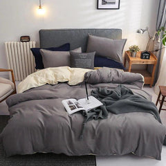 Plain Dyed Reversible Cotton Duvet Cover Sets