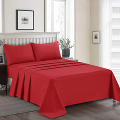 Plain Cotton Bed Sheet Set -Red