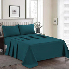 Plain Cotton Bed Sheet Set -Teal Green