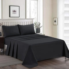 Plain Cotton Bed Sheet Set - Black