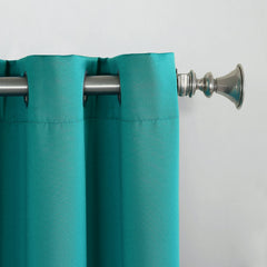 2Pc Plain Dyed Eyelet Curtains With Lining - Marine Teal