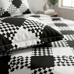 Geo Monochrome - Printed Flat Sheet Set, Double Bed, 100% Cotton