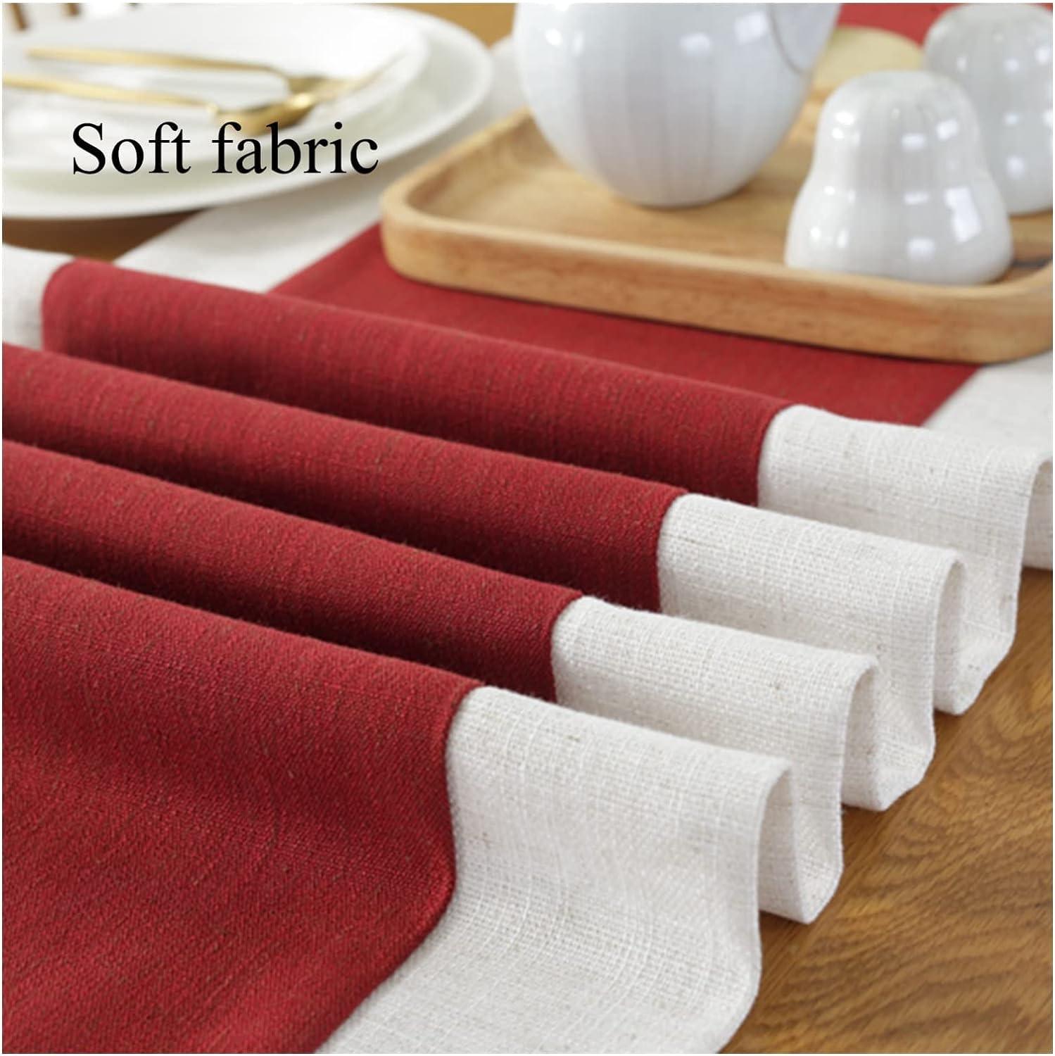 Jute Table Runner - White And Red